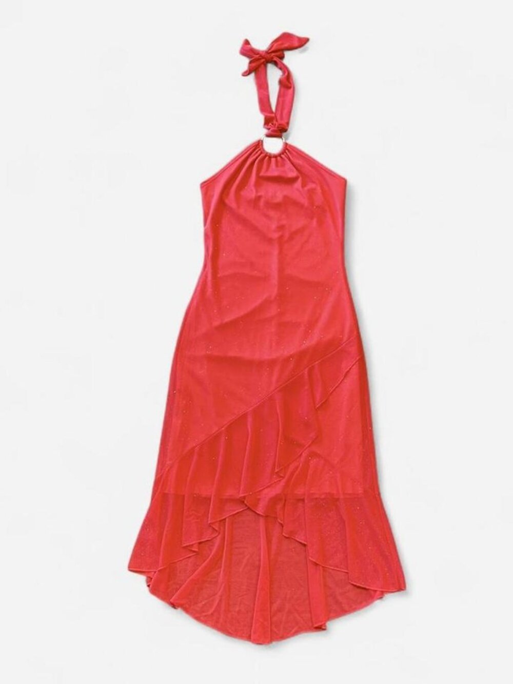 Taboo Glittery Coral Halter Dress